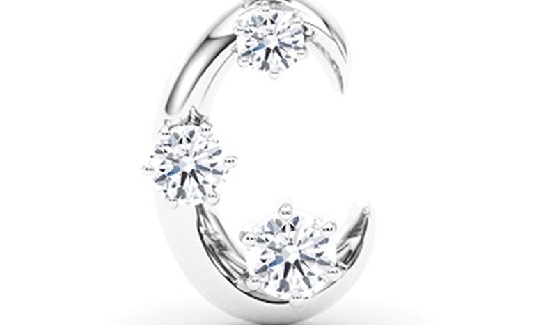 Hautecarat Graduated Lab-created Diamond Initial Letter Pendant Necklace In C - 18k White Gold