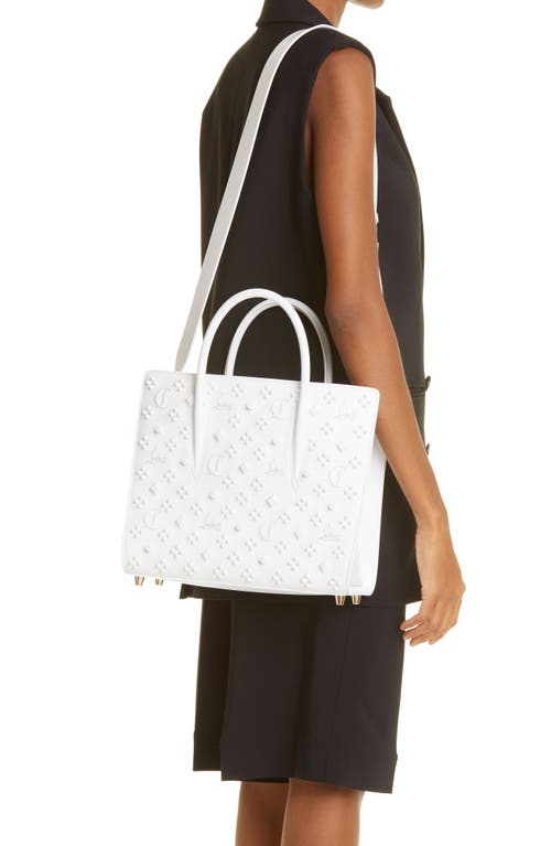 Shop Christian Louboutin Medium Paloma Studded Leather Satchel In Bianco/bianco