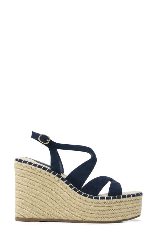 Shop Kenneth Cole New York Solace Platform Wedge Sandal In Navy Suede