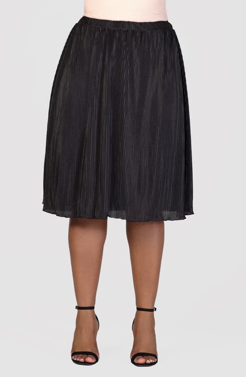Shimmery Pleated Skirt (Plus)