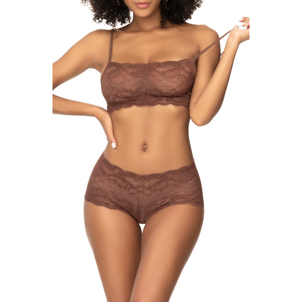 Mapalé Mapale Lace Bralette & Boyshorts Set In Cocoa