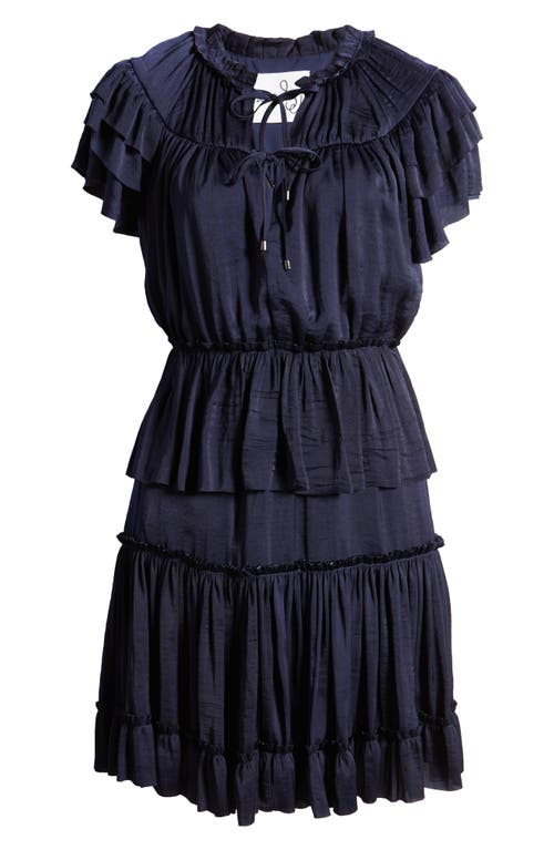 Shop Sam Edelman Tiered Ruffle Minidress In Navy