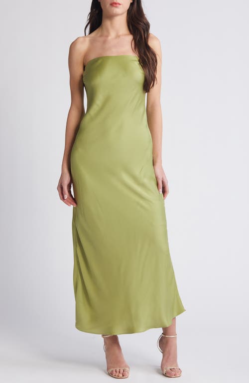 Bardot Casette Strapless Satin Cocktail Dress Apple Green at Nordstrom,