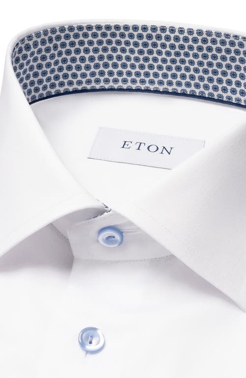 Shop Eton Slim Fit Floral Trim Organic Cotton Dress Shirt In White