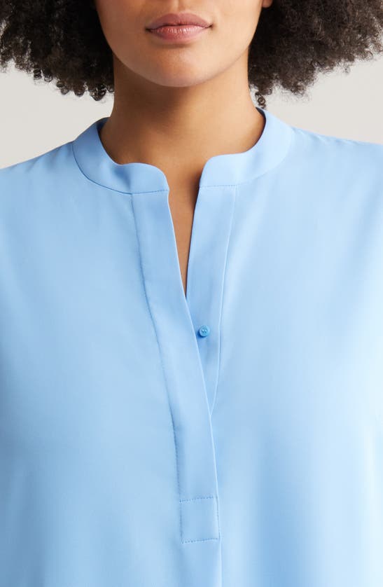 Shop Anne Klein Nehru Tunic Shirt In Shore Blue