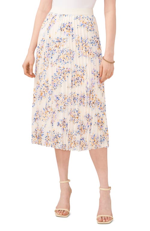 Chaus Pleated Midi Skirt In Ivory/lavendar/blue