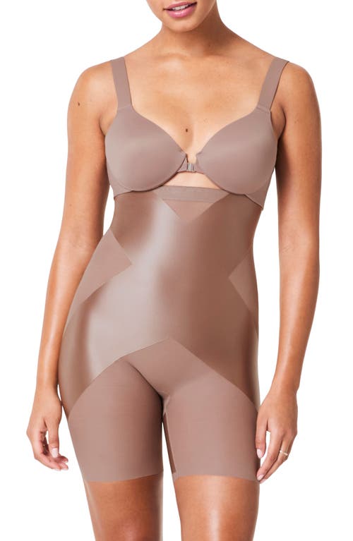 Spanx High-rise Booty-lifting X Mid-thigh Shorts In Cafe Au Lait
