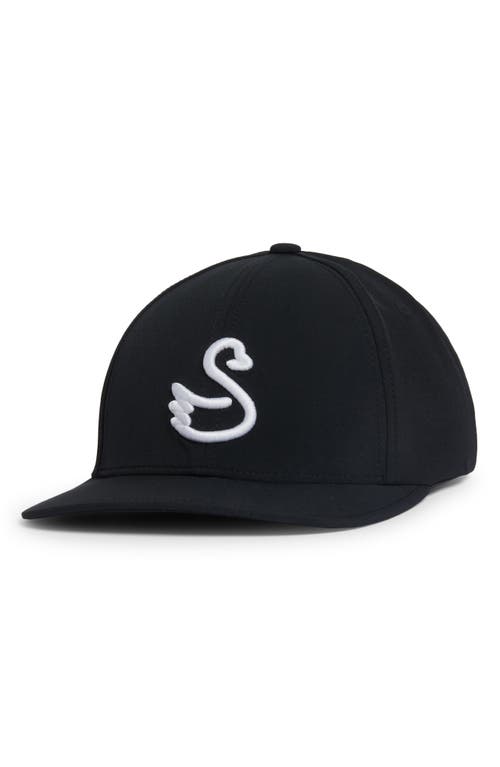 Swan Delta Waterproof Baseball Cap in Black-White