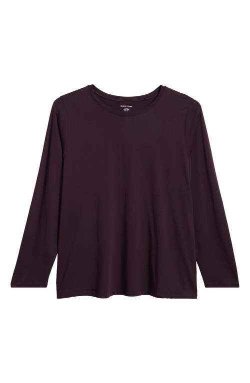 Shop Eileen Fisher Long Sleeve Crewneck Organic Cotton Top In Violet