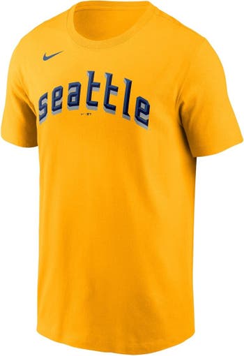 Men's Nike Gold Seattle Mariners 2023 City Connect Wordmark T-Shirt