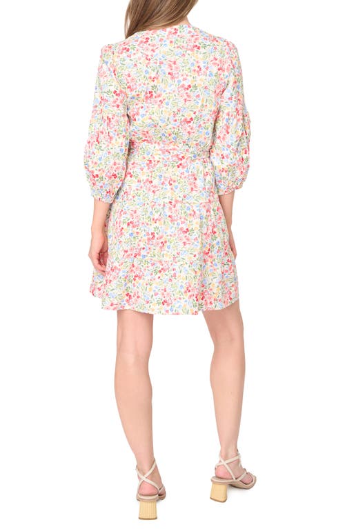 Shop Gibsonlook Harper Floral Poplin Faux Wrap Dress In Wild Bouquet