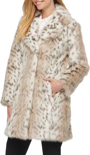 Avec les filles faux fur notch collar coat best sale