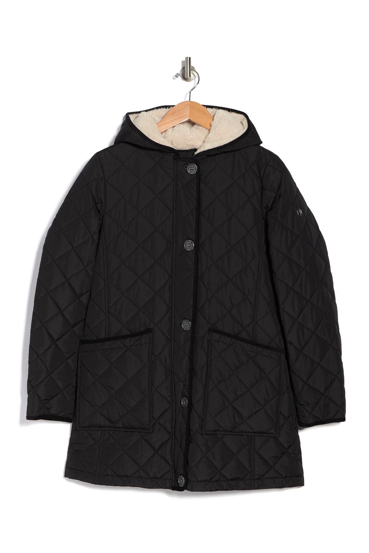 Lauren Ralph Lauren Faux Shearling Lined Hood Diamond Quilt ALine