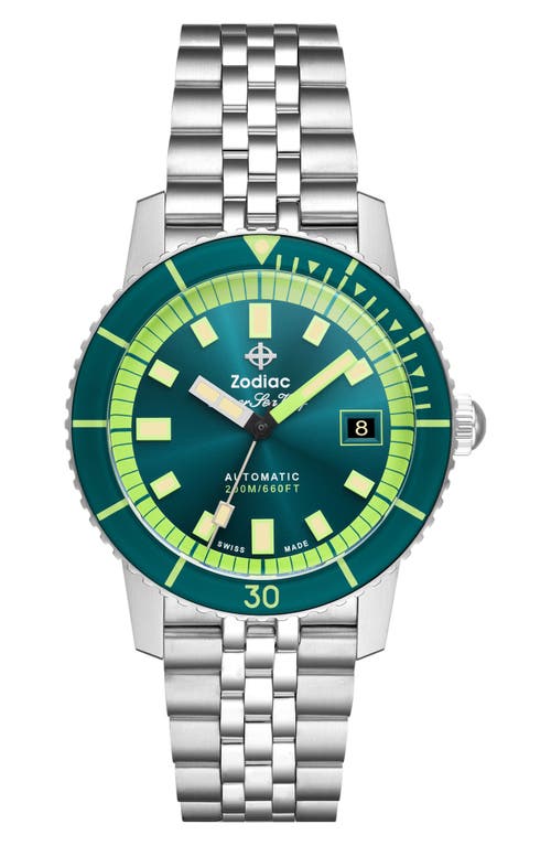 Zodiac Compression Diver Automatic Stainless Steel Watch, 40mm In Silver