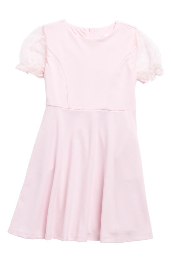 Us Angels Kids' Mesh Puff Sleeve Seamed Dress In Pink