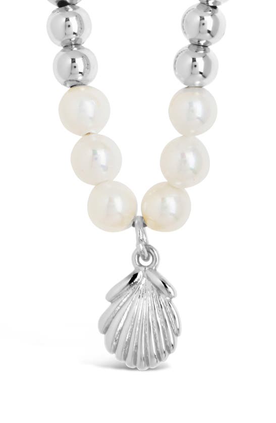 Shop Sterling Forever Marjorie Seashell Pendant Pearl Necklace In Silver