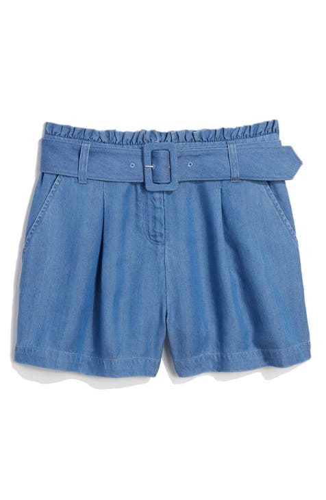 Tencel® Lyocell Chambray Belted Shorts