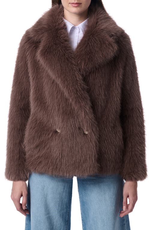 Bernardo Fuzzy Faux Fur Jacket in Taupe 