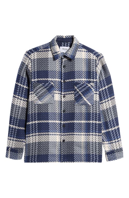 Wax London Whiting Plaid Button-Up Shirt Jacket in Navy 