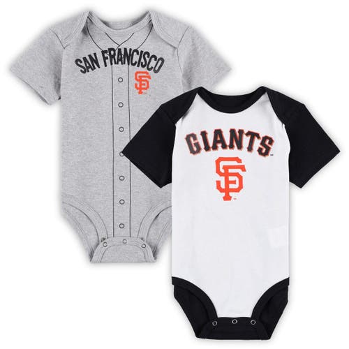 Outerstuff Infant White/Heather Gray San Francisco Giants Two-Pack Little Slugger Bodysuit Set