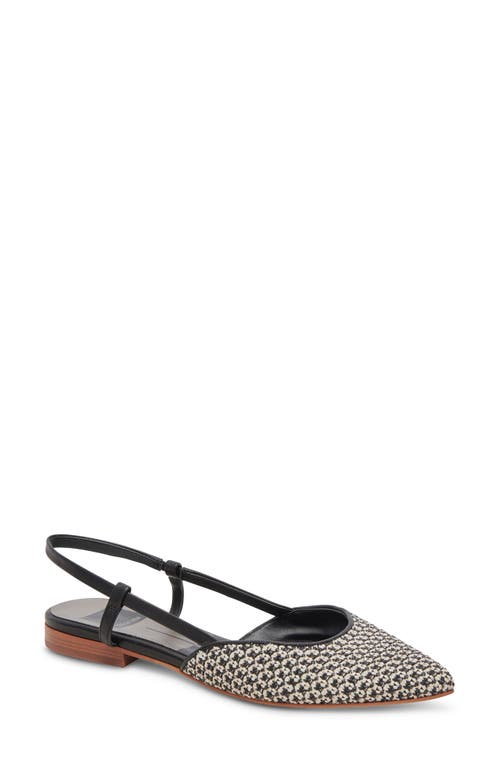 Shop Dolce Vita Narah Pointed Toe Flat In Black/natural Raffia