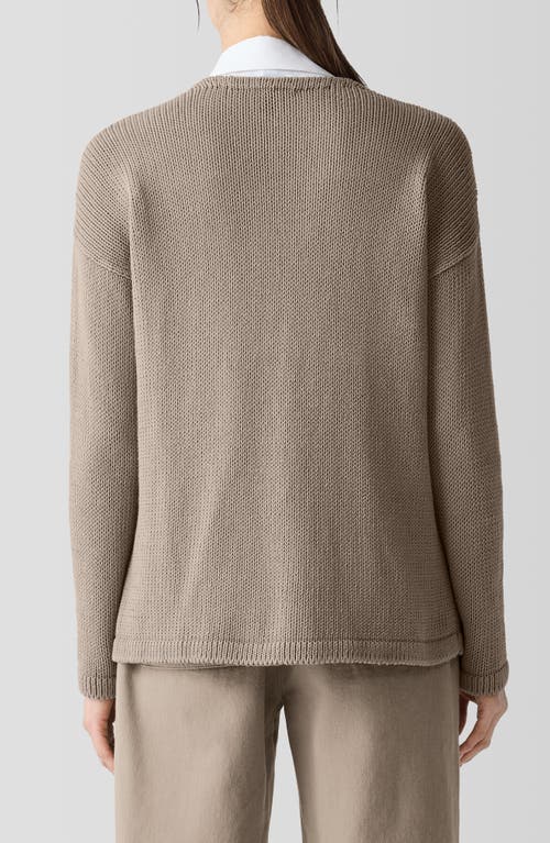 Shop Eileen Fisher V-neck Organic Cotton Pullover Sweater In Reed