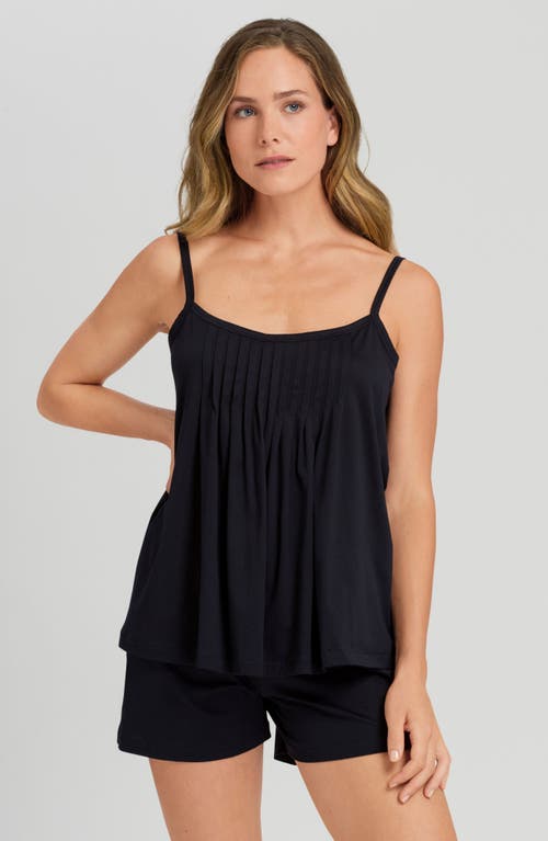 Hanro Julia Short Scoop-neck Pintuck Pajama Set In Black