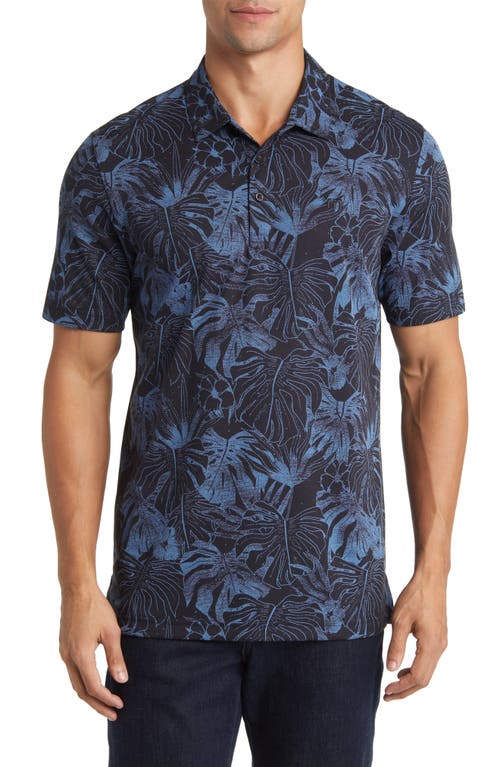 TravisMathew Mainlanders Floral Piqué Polo Black at Nordstrom,