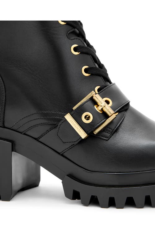 Shop Allsaints Indaria Combat Boot In Black/warm Brass