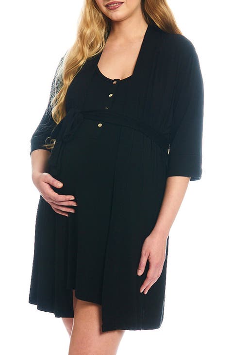 Black Maternity & Nursing 2 Piece Dress Set