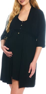 Everly Grey Elia Maternity/Nursing Robe & Nightgown Set