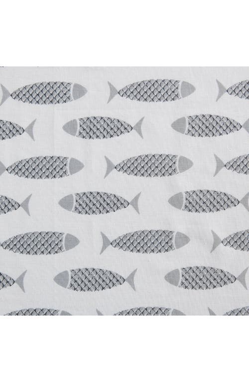 Nautica Woodblock Fish Cotton Percale Sheet Set In Grey