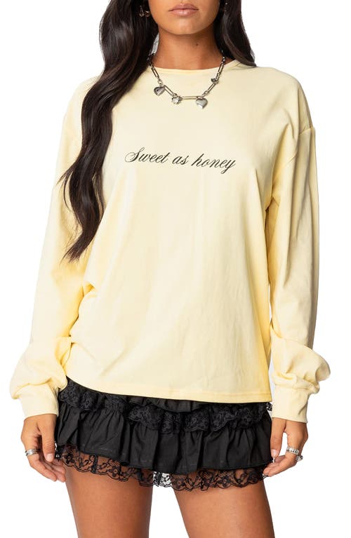 Shop Edikted Honeybee Long Sleeve Graphic T-shirt In Yellow