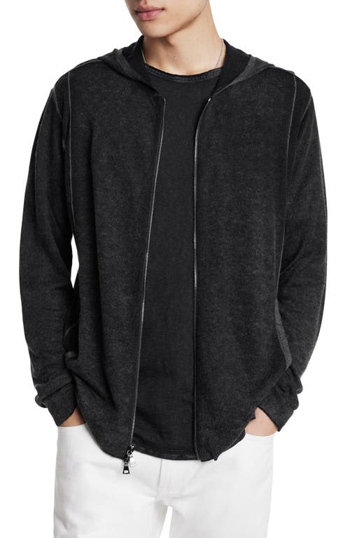 Shop John Varvatos Sutter Silk & Cashmere Zip Hoodie In Dark Grey Heather