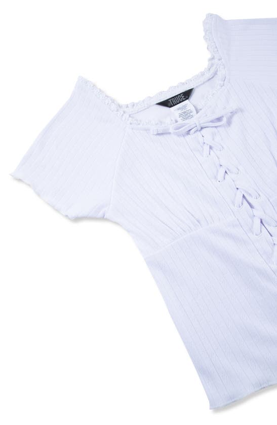 Shop Truce Kids' Lace-up Detail Rib Top In White