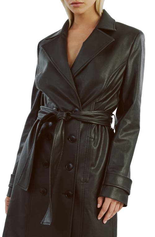 Bardot Faux Leather Trench Coat In Black