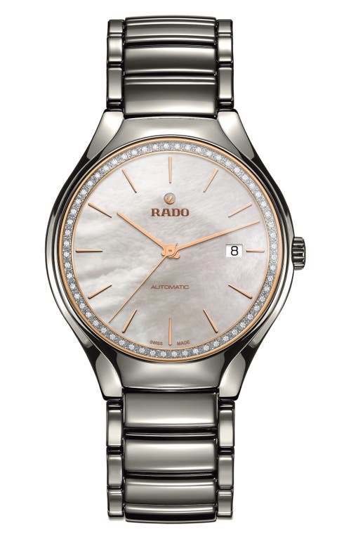 Rado True Diamond Ceramic Bracelet Watch, 40mm In Metallic