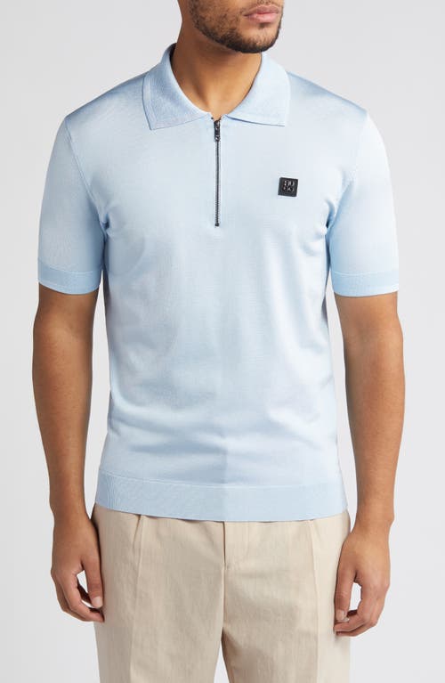 HUGO Sayfong Quarter Zip Sweater Polo Light Blue at Nordstrom,