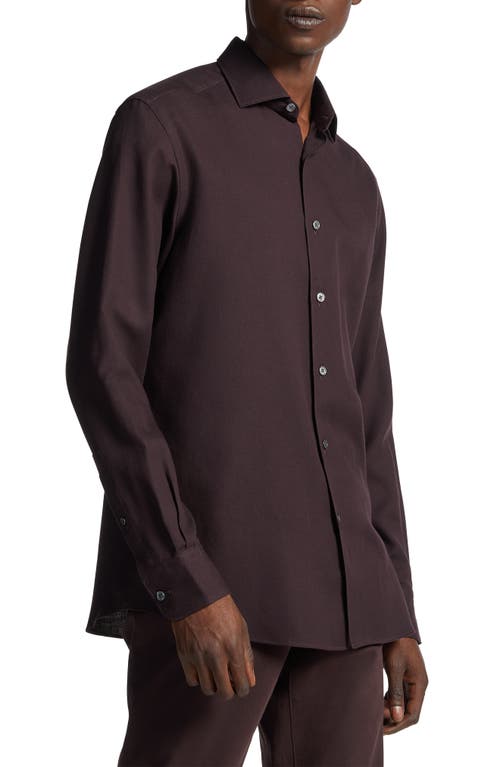ZEGNA Cashco Cotton & Cashmere Button-Up Shirt Plum at Nordstrom,
