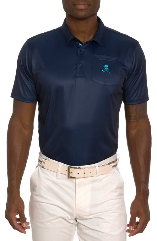 Robert Graham Blade Iron Print Golf Polo Navy at Nordstrom,