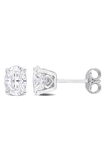 Delmar Sterling Silver Oval Lab Created Moissanite Stud Earrings In Silver