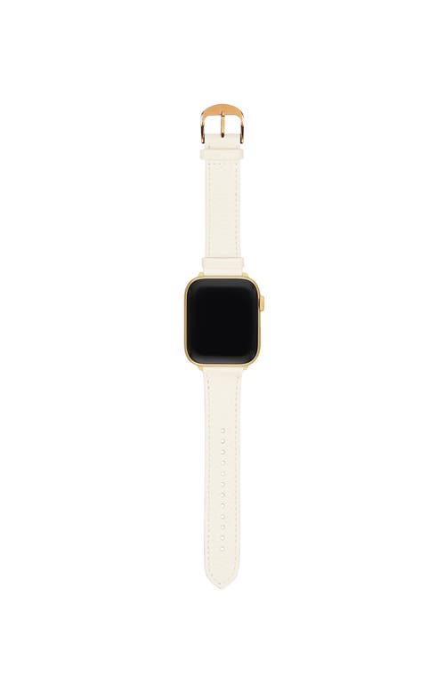 Shop Hyer Goods Upcycled Leather Apple Watch Band In White/gold