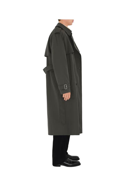 Shop Burberry Long Gabardine Trench Coat In Graphite