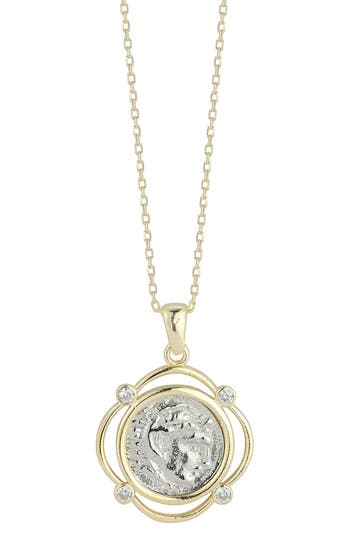 Shop Chloe & Madison Chloe And Madison 14k Gold Plated Sterling Silver Cz Coin Pendant Necklace