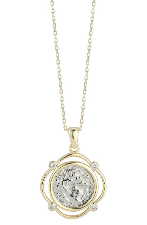 Shop Chloe & Madison Chloe And Madison 14k Gold Plated Sterling Silver Cz Coin Pendant Necklace