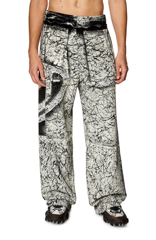 DIESEL Markoval Coated Cotton Fleece Track Pants Black at Nordstrom,