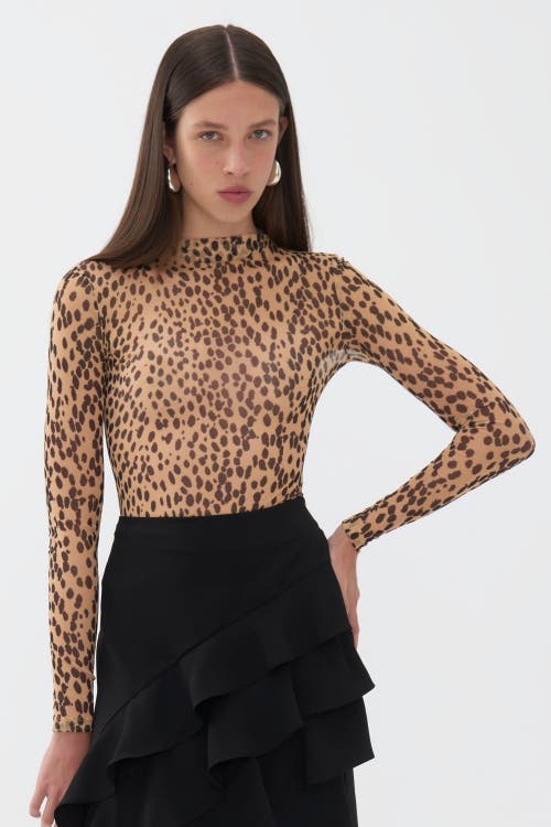 Shop Nocturne Leopard Print Bodysuit In Multi-colored