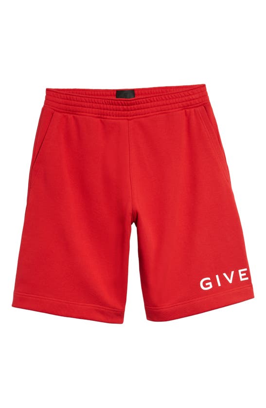 Givenchy Boxy Fit Logo Cotton Fleece Sweat Shorts In Red | ModeSens