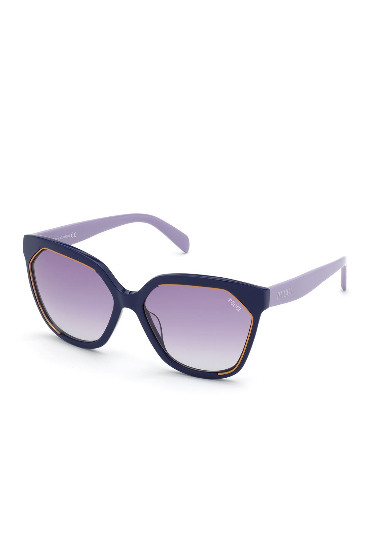 Emilio Pucci 59mm Geometric Sunglasses In Bluo/blug