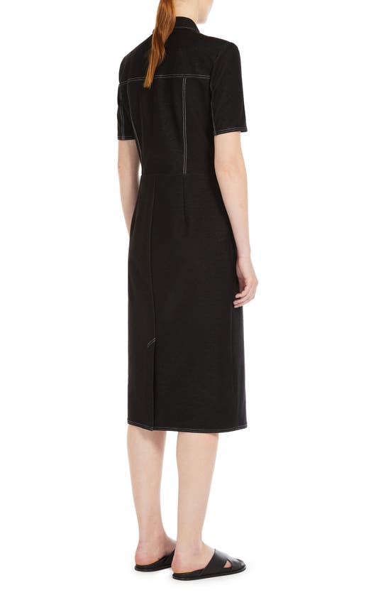 Max Mara Faro Short-sleeve Contrast-stitch Midi Dress In Black